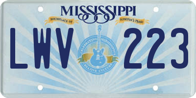MS license plate LWV223