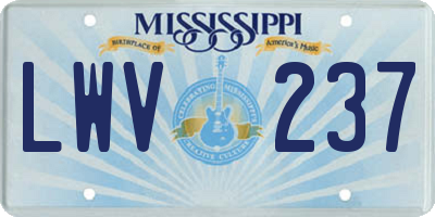 MS license plate LWV237