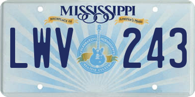 MS license plate LWV243