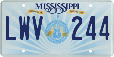 MS license plate LWV244