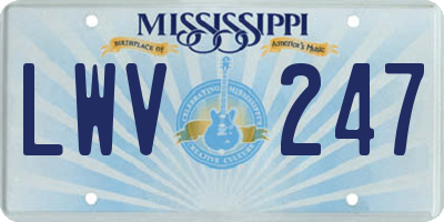 MS license plate LWV247