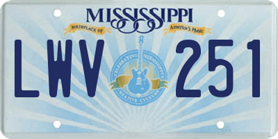 MS license plate LWV251