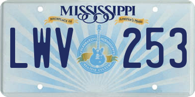 MS license plate LWV253