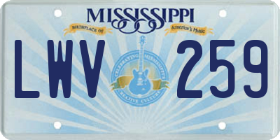 MS license plate LWV259