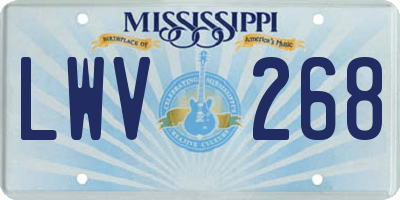 MS license plate LWV268