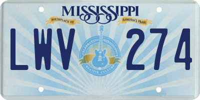 MS license plate LWV274