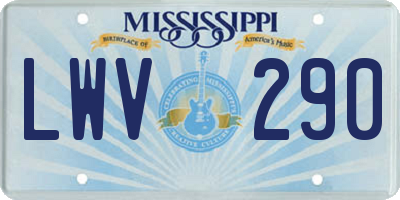 MS license plate LWV290