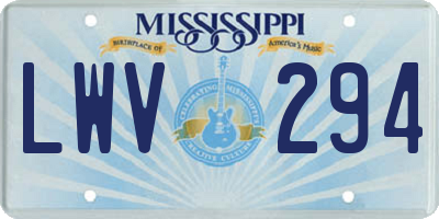 MS license plate LWV294