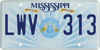 MS license plate LWV313