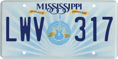 MS license plate LWV317
