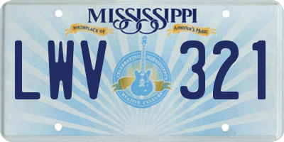 MS license plate LWV321
