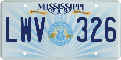 MS license plate LWV326