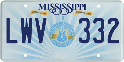 MS license plate LWV332