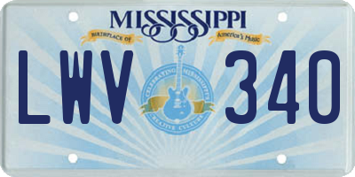 MS license plate LWV340