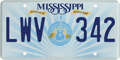 MS license plate LWV342