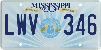 MS license plate LWV346