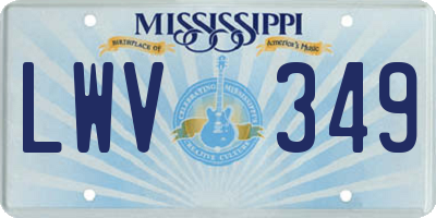 MS license plate LWV349