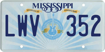 MS license plate LWV352
