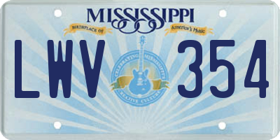 MS license plate LWV354