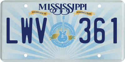 MS license plate LWV361