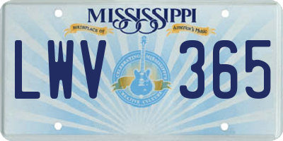 MS license plate LWV365