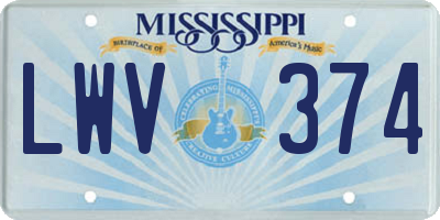 MS license plate LWV374