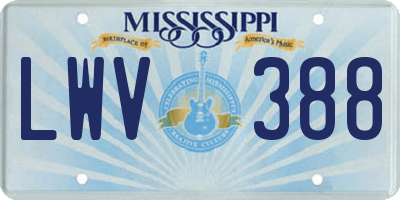MS license plate LWV388