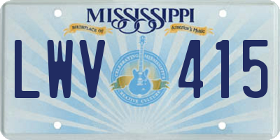 MS license plate LWV415