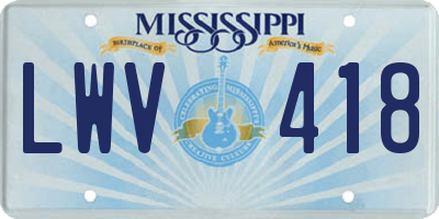 MS license plate LWV418