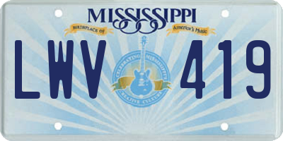 MS license plate LWV419