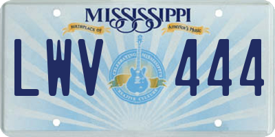 MS license plate LWV444