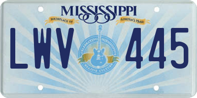 MS license plate LWV445