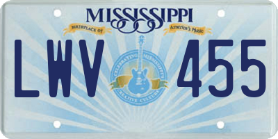 MS license plate LWV455