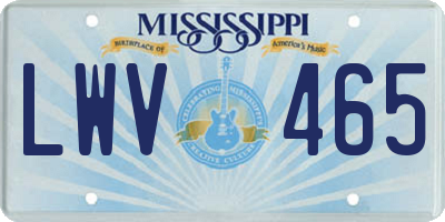 MS license plate LWV465
