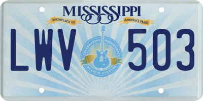 MS license plate LWV503