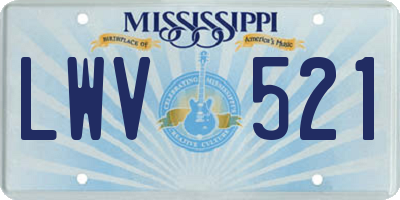 MS license plate LWV521