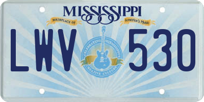 MS license plate LWV530