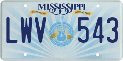 MS license plate LWV543