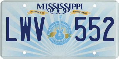 MS license plate LWV552