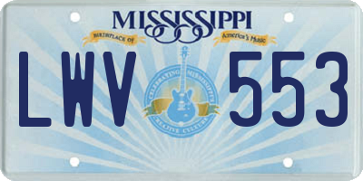 MS license plate LWV553