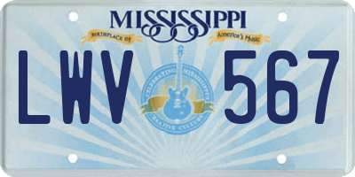 MS license plate LWV567