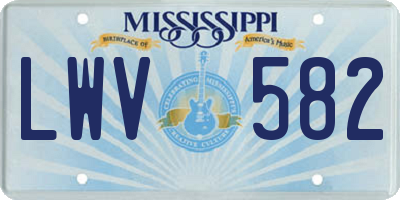 MS license plate LWV582
