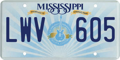MS license plate LWV605