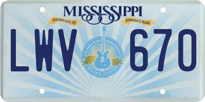 MS license plate LWV670