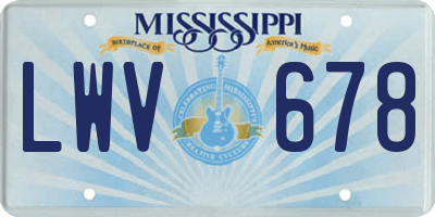 MS license plate LWV678