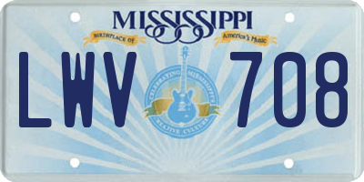MS license plate LWV708