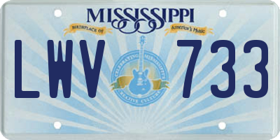 MS license plate LWV733