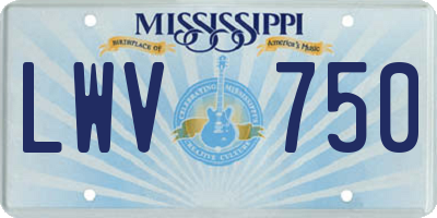 MS license plate LWV750