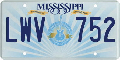 MS license plate LWV752