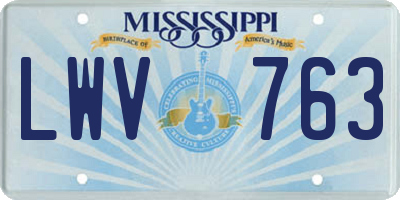 MS license plate LWV763